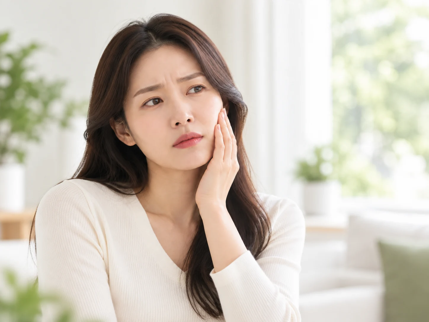 얼굴 불편을 표현하는 사람