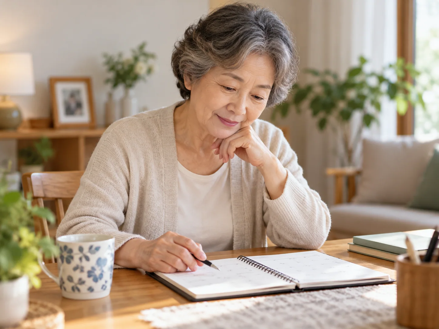 일정과 기억 변화를 기록하는 모습