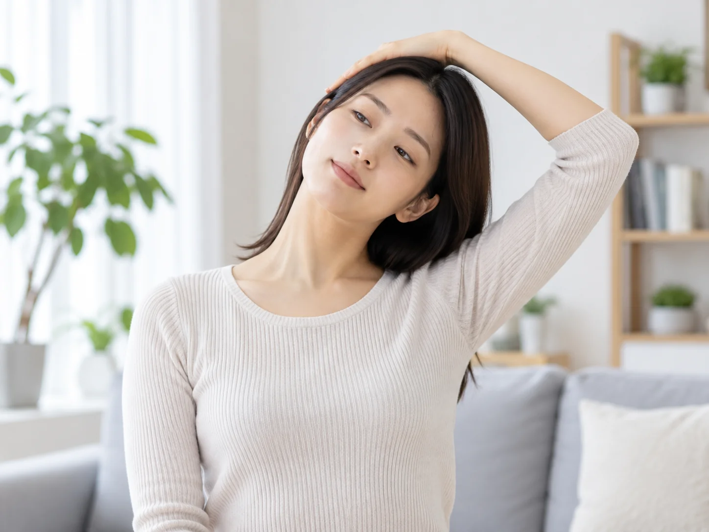 목 주변을 가볍게 늘리는 모습
