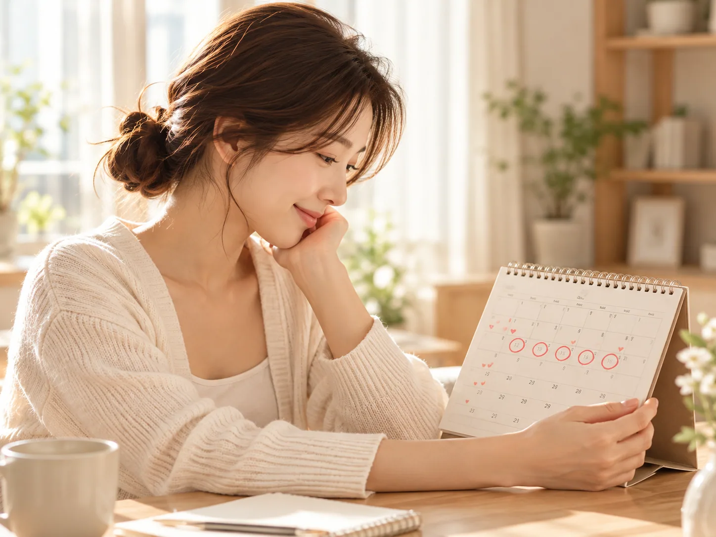 월경 주기를 표시한 달력