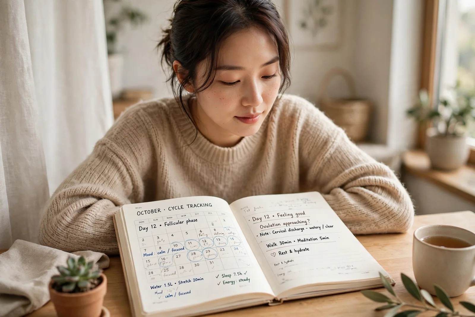 월경 주기와 출혈 양상을 기록하는 여성