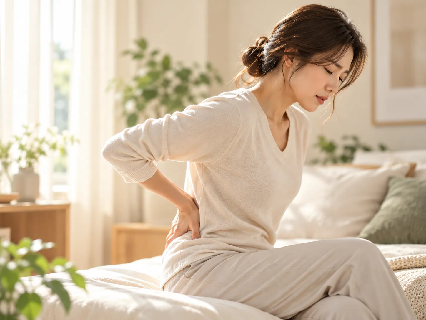 허리 불편을 느끼는 여성